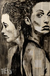 Loanina 30”x40” acrylic over pages of books canvas